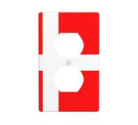 BROLEO Denmark Danish Flag Printing Double Socket Wall Panel Electrical Socket Cover Plate is Shatter Resistant and Durable 4.5x2.76in