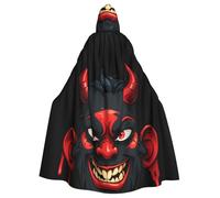 BROLEO Devil Graffiti Prints Halloween Adult Hooded Cape Cloak No Zipper, Comfortable For Costume Parties