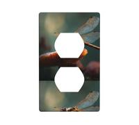 BROLEO Dragonfly on a Mushroom Printing Double Socket Wall Panel Decorative for Residential and Commercial Areas 4.5x2.76in