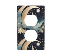 BROLEO Dreamy Moon and Snowflakes Printing Double Socket Wall Panel Decorative for Residential and Commercial Areas 4.5x2.76in