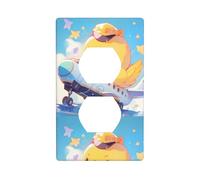 BROLEO Duckling on a Plane Printing Double Socket Wall Panel Decorative for Residential and Commercial Areas 4.5x2.76in