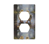 BROLEO Ducklings Holding Hands Printing Double Socket Wall Panel Decorative for Residential and Commercial Areas 4.5x2.76in