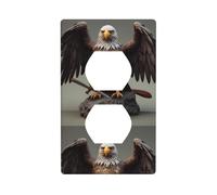 BROLEO Eagle Guarding The Sword Printing Double Socket Wall Panel Decorative for Residential and Commercial Areas 4.5x2.76in