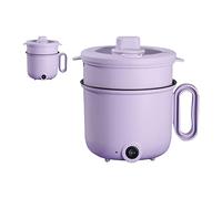 BROLEO Electric Cooking Pot, Coated Inner Wall Multifunction Electric Cooker 1.5L for Home (Purple Double Layer)
