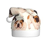BROLEO english bulldogs Printed Christmas Hat for Adult quality accessory soft, lightweight, and fluffy