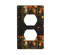 BROLEO Falling Leaves in The rain Printing Double Socket Wall Panel Decorative for Residential and Commercial Areas 4.5x2.76in