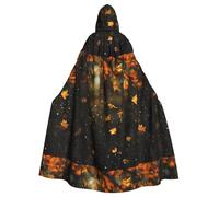 BROLEO Falling Leaves In The Rain Prints Halloween Adult Hooded Cape Cloak No Zipper, Comfortable For Costume Parties