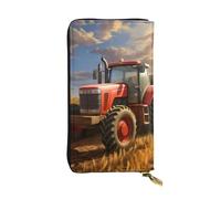 BROLEO Farm Tractor Harvest Picture Leather Long Clutch Wallet for Fashionable Girls and Women - Durable, Stylish, and Functional
