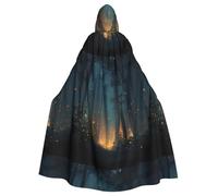 BROLEO Fireflies In The Forest Prints Halloween Adult Hooded Cape Cloak No Zipper, Comfortable For Costume Parties