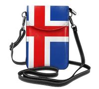BROLEO Flag Of Iceland Printing Small Leather Women'S Crossbody Flip Phone Bag, Waterproof And Durable