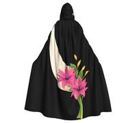 BROLEO Flower Print Horn Printing Halloween Adult Hooded Cape Men'S And Women'S Clothing Mantle Role-Playing