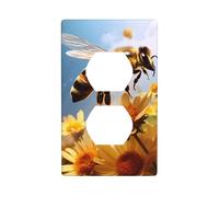 BROLEO Flying Bees Daisy Honey Printing Double Socket Wall Panel Decorative for Residential and Commercial Areas 4.5x2.76in