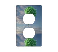BROLEO Flying Green Balloons Printing Double Socket Wall Panel Decorative for Residential and Commercial Areas 4.5x2.76in