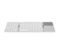 BROLEO Foldable Keyboard, Universal Simple Appearance ABS Touchpad Round Keys 140mAh Wireless Foldable Keyboard for Home (Silver)