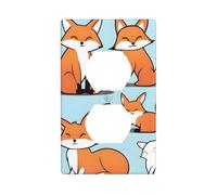 BROLEO Fox in Different Poses Printing Double Socket Wall Panel Decorative for Residential and Commercial Areas 4.5x2.76in