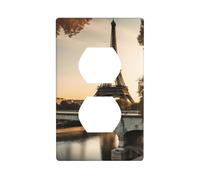 BROLEO French Paris Tour Eiffel Tower Printing Double Socket Wall Panel Decorative for Residential and Commercial Areas 4.5x2.76in