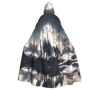 BROLEO Full-Moon Wolves 3d Prints Halloween Adult Hooded Cape Cloak No Zipper, Comfortable For Costume Parties