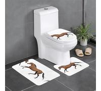 BROLEO Galloping War Horse printing Anti slip floor mat three piece set bathroom carpet anti slip durable
