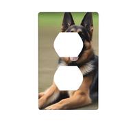 BROLEO German Shepherd Dog Printing Double Socket Wall Panel Decorative for Residential and Commercial Areas 4.5x2.76in