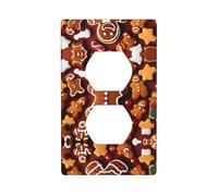 BROLEO Gingerbread Man Candy Printing Double Socket Wall Panel Decorative for Residential and Commercial Areas 4.5x2.76in