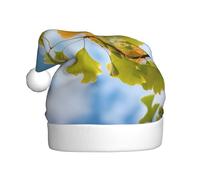 BROLEO Ginkgo leaves under the blue sky Printed Christmas Hat for Adult quality accessory soft, lightweight, and fluffy