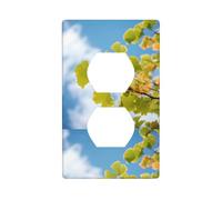 BROLEO Ginkgo Leaves Under The Blue Sky Printing Double Socket Wall Panel Decorative for Residential and Commercial Areas 4.5x2.76in