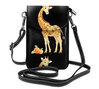 BROLEO Giraffe Picking Peaches Printing Small Leather Women'S Crossbody Flip Phone Bag, Waterproof And Durable