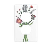 BROLEO Give You a Bouquet of Flowers Printing Double Socket Wall Panel Decorative is Durable and Suitable for Socket Light Switch Accessories 4.5x2.76in