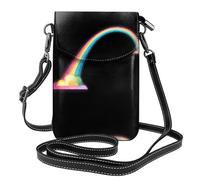 BROLEO Glowing Glitter Rainbow Printing Small Leather Women'S Crossbody Flip Phone Bag, Waterproof And Durable