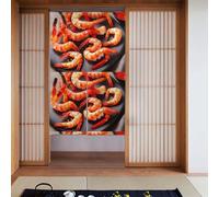 BROLEO glutton shrimps Prints Curtain two Pieces Spliced 34x56in Fabric curtains, room dividers Fabric, Smooth & Not Easily Wrinkled