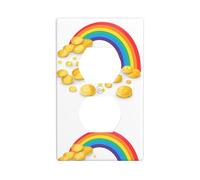 BROLEO Gold Coins Under The Rainbow Printing Double Socket Wall Panel Decorative for Residential and Commercial Areas 4.5x2.76in