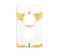 BROLEO Golden Peacock Spreading its Wings Printing Double Socket Wall Panel Decorative for Residential and Commercial Areas 4.5x2.76in