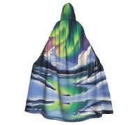 BROLEO Gorgeous Northern Lights Printing Halloween Adult Hooded Cape Men'S And Women'S Clothing Mantle Role-Playing