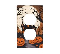 BROLEO Gothic Happy Halloween Printing Double Socket Wall Panel Decorative for Residential and Commercial Areas 4.5x2.76in