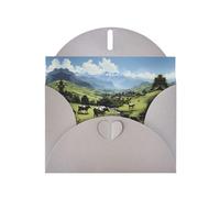 BROLEO Gray Greeting Card Alpine Farm Cows Prints Perfect for Valentine's Day, Wedding Anniversary & Party Invitations