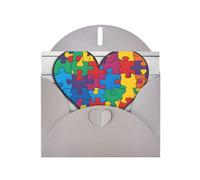 BROLEO Gray Greeting Card Autism Awareness Puzzle Pieces Heart Picture for Christmas, Children's Birthday, Valentine's Day, and Party Invitation