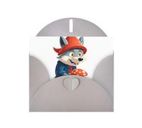 BROLEO Gray Greeting Card Big Bad Wolf Picking Mushrooms Prints Perfect for Valentine's Day, Wedding Anniversary & Party Invitations
