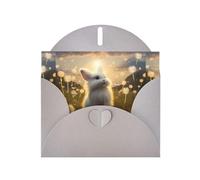 BROLEO Gray Greeting Card Dandelion mile little white rabbit Prints Perfect for Valentine's Day, Wedding Anniversary & Party Invitations
