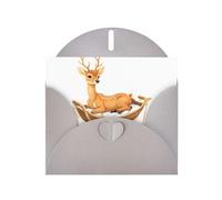 BROLEO Gray Greeting Card Deer in the cradle Prints Perfect for Valentine's Day, Wedding Anniversary & Party Invitations