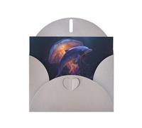 BROLEO Gray Greeting Card Dolphin and jellyfish encounter Prints Perfect for Valentine's Day, Wedding Anniversary & Party Invitations