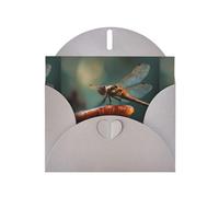 BROLEO Gray Greeting Card Dragonfly on a mushroom Prints Perfect for Valentine's Day, Wedding Anniversary & Party Invitations
