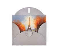 BROLEO Gray Greeting Card Eiffel Tower Paris Painting Prints Perfect for Valentine's Day, Wedding Anniversary & Party Invitations