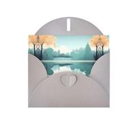 BROLEO Gray Greeting Card Fallen leaves on a tranquil lake Picture for Christmas, Children's Birthday, Valentine's Day, and Party Invitation