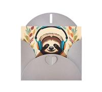 BROLEO Gray Greeting Card funny Cute Animal Sloth Music Picture for Christmas, Children's Birthday, Valentine's Day, and Party Invitation