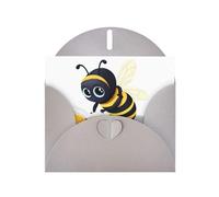 BROLEO Gray Greeting Card Little bee reading a book Prints Perfect for Valentine's Day, Wedding Anniversary & Party Invitations