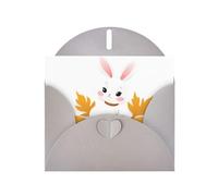 BROLEO Gray Greeting Card Little white rabbit on dead leaves Prints Perfect for Valentine's Day, Wedding Anniversary & Party Invitations