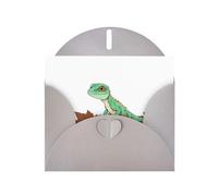 BROLEO Gray Greeting Card Lizard on dead leaves Prints Perfect for Valentine's Day, Wedding Anniversary & Party Invitations