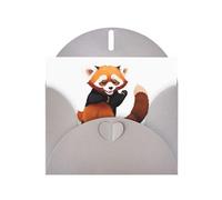BROLEO Gray Greeting Card Naughty red panda Prints Perfect for Valentine's Day, Wedding Anniversary & Party Invitations