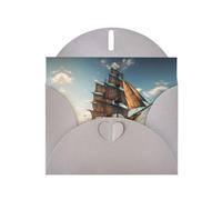 BROLEO Gray Greeting Card old sailing ship Picture for Christmas, Children's Birthday, Valentine's Day, and Party Invitation