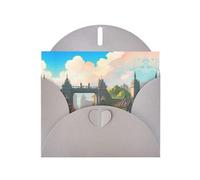 BROLEO Gray Greeting Card Outside the Castle Gate Prints Perfect for Valentine's Day, Wedding Anniversary & Party Invitations